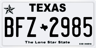 TX license plate BFZ2985