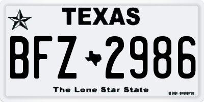 TX license plate BFZ2986