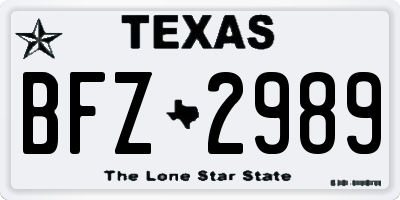 TX license plate BFZ2989