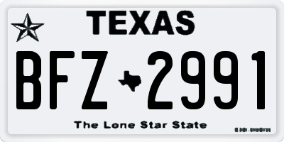 TX license plate BFZ2991