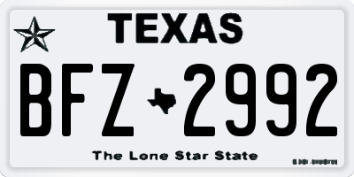 TX license plate BFZ2992