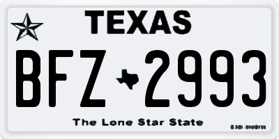 TX license plate BFZ2993