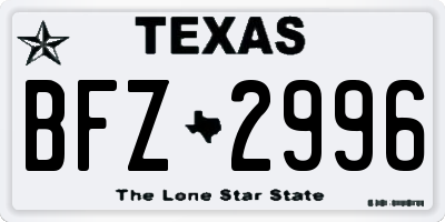 TX license plate BFZ2996