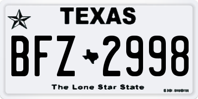 TX license plate BFZ2998