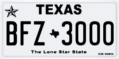 TX license plate BFZ3000