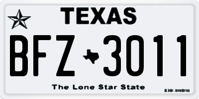 TX license plate BFZ3011