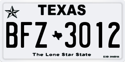 TX license plate BFZ3012