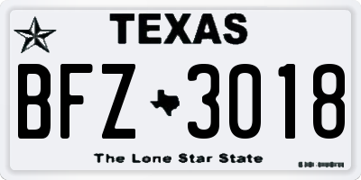 TX license plate BFZ3018