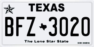 TX license plate BFZ3020