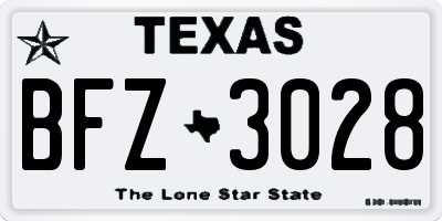 TX license plate BFZ3028