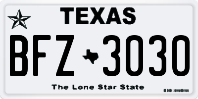 TX license plate BFZ3030
