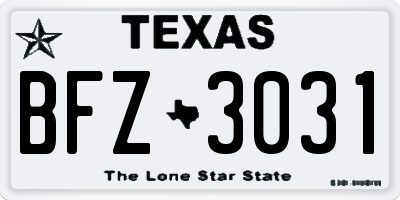 TX license plate BFZ3031