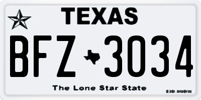 TX license plate BFZ3034
