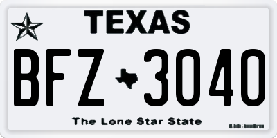 TX license plate BFZ3040