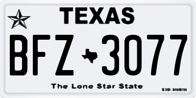 TX license plate BFZ3077