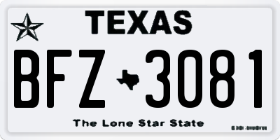 TX license plate BFZ3081