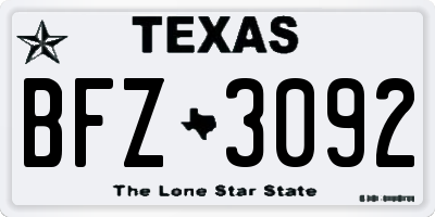 TX license plate BFZ3092