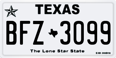 TX license plate BFZ3099