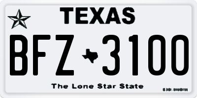 TX license plate BFZ3100