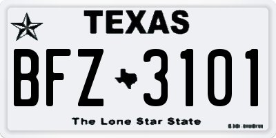 TX license plate BFZ3101
