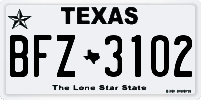 TX license plate BFZ3102