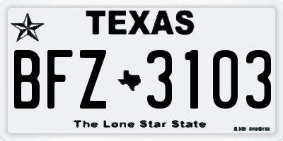 TX license plate BFZ3103