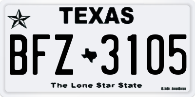 TX license plate BFZ3105