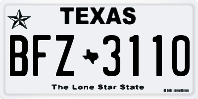 TX license plate BFZ3110