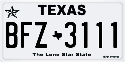 TX license plate BFZ3111