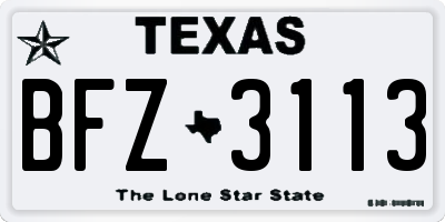 TX license plate BFZ3113