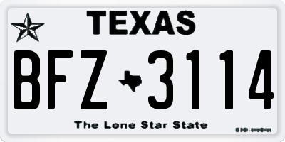TX license plate BFZ3114