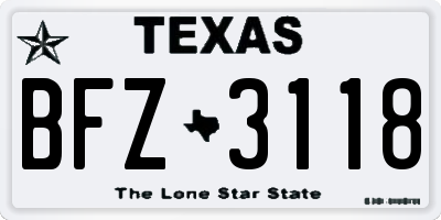 TX license plate BFZ3118