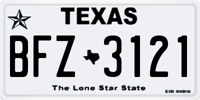 TX license plate BFZ3121