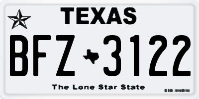 TX license plate BFZ3122