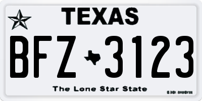 TX license plate BFZ3123