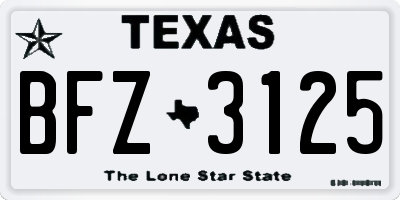 TX license plate BFZ3125