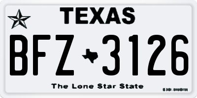 TX license plate BFZ3126