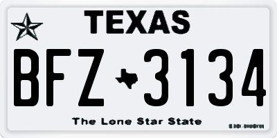 TX license plate BFZ3134