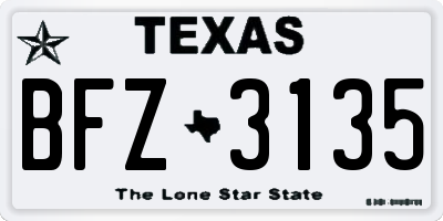 TX license plate BFZ3135