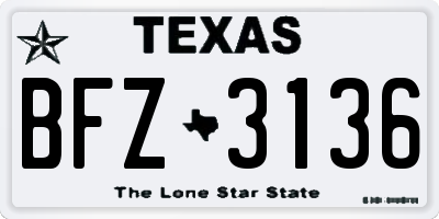 TX license plate BFZ3136