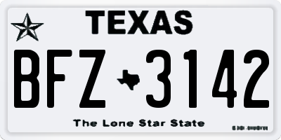 TX license plate BFZ3142