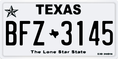 TX license plate BFZ3145