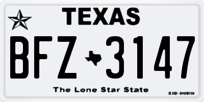 TX license plate BFZ3147
