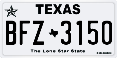 TX license plate BFZ3150