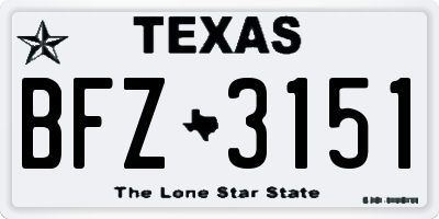 TX license plate BFZ3151
