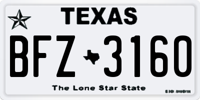 TX license plate BFZ3160