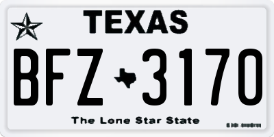 TX license plate BFZ3170