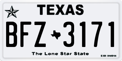 TX license plate BFZ3171