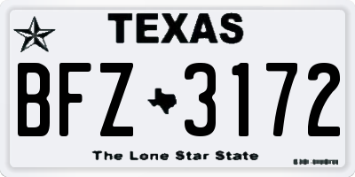 TX license plate BFZ3172