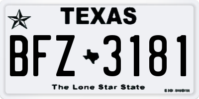 TX license plate BFZ3181